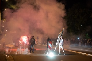Der rassistische Mob im August 2015  in Dresden-Heidenau.